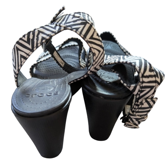 Crocs Leigh II Cross-strap Ankle Wedges Sandal Zebra Black White Rare Women 10 - Picture 6 of 15